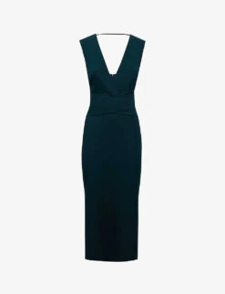 Reiss Jayla Cross-over Slim-fit Woven Midi Dress