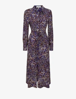 Reiss Tabitha Animal-print Woven Midi Dress