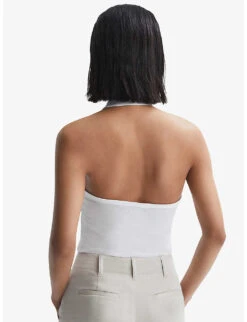 Reiss Molly Halter-neck Fitted Cotton-blend Vest -Reisi Clothing Shop R04169173 WHITE ALT03