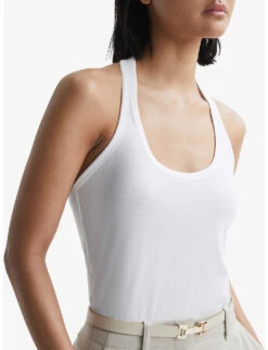 Reiss Molly Halter-neck Fitted Cotton-blend Vest -Reisi Clothing Shop R04169173 WHITE ALT04