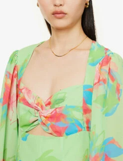 Exclusive Anais Floral-print Woven Mini Dress -Reisi Clothing Shop R04169553 GREENABSTRACTFLORAL ALT04