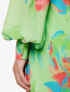 Exclusive Anais Floral-print Woven Mini Dress -Reisi Clothing Shop R04169553 GREENABSTRACTFLORAL ALT05