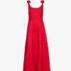 Valentino Bow-embellished Wool-blend Midi Dress -Reisi Clothing Shop R04169702 ROSSO M