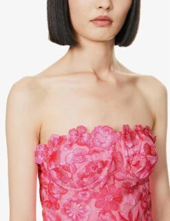 Floral-embroidered Corseted Woven Midi Dress -Reisi Clothing Shop R04169920 TAFFY ALT04