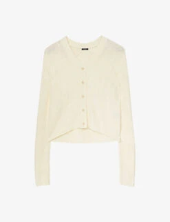 Joseph Buttoned Ribbed-knit Stretch-linen Blend Cardigan