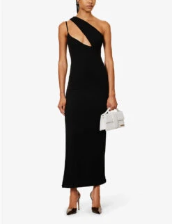 Kori One-shoulder Stretch-woven Maxi Dress -Reisi Clothing Shop R04171062 BLACK ALT01