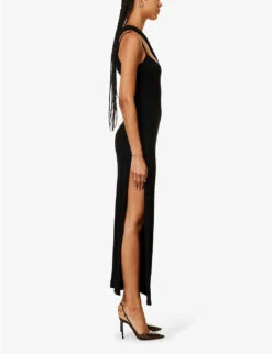 Kori One-shoulder Stretch-woven Maxi Dress -Reisi Clothing Shop R04171062 BLACK ALT02