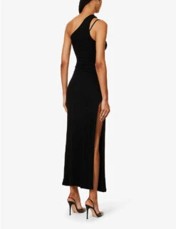 Kori One-shoulder Stretch-woven Maxi Dress -Reisi Clothing Shop R04171062 BLACK ALT03