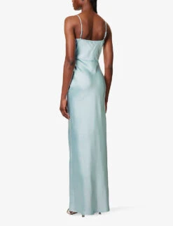 Keisha Cowl-neck Satin Bridesmaid Dress -Reisi Clothing Shop R04171518 ICEBLUE ALT03