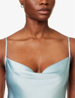 Keisha Cowl-neck Satin Bridesmaid Dress -Reisi Clothing Shop R04171518 ICEBLUE ALT04