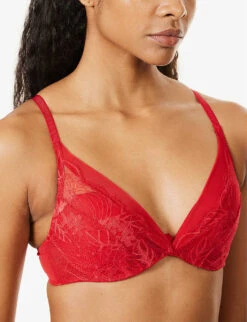 Chantelle Midnight Flowers Sweetheart-neckline Stretch-woven Bra -Reisi Clothing Shop R04171577 05WSCARLET ALT03