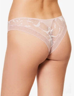 Chantelle True Lace Stretch-mesh Briefs -Reisi Clothing Shop R04171583 00VENGLISHROSE ALT03