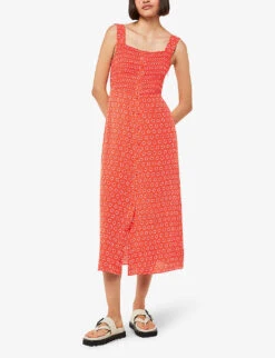 Whistles Macie Floral-print Woven Midi Dress -Reisi Clothing Shop R04171989 MULTICOLOURED ALT01