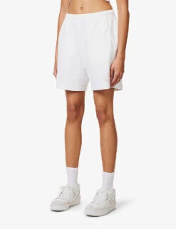 Sporty & Rich X Prince Brand-print Cotton-jersey Shorts -Reisi Clothing Shop R04173076 WHITERED ALT02