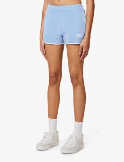 Sporty & Rich X Prince Brand-embroidered Cotton Shorts -Reisi Clothing Shop R04173088 BLUEWHITE ALT02
