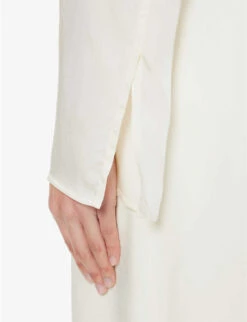 Jil Sander V-neck Split-hem Woven Maxi Dress -Reisi Clothing Shop R04173094 109 ALT05