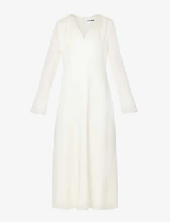 Jil Sander V-neck Split-hem Woven Maxi Dress