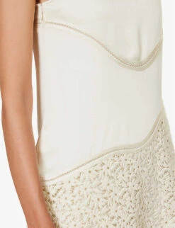 Jil Sander Contrast-panel Lace-trim Cotton-blend Midi Dress -Reisi Clothing Shop R04173095 109 ALT04