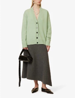 Jil Sander Relaxed-fit Contrast-button Cashmere-blend Cardigan -Reisi Clothing Shop R04173123 335 ALT01