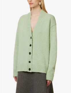 Jil Sander Relaxed-fit Contrast-button Cashmere-blend Cardigan -Reisi Clothing Shop R04173123 335 ALT02
