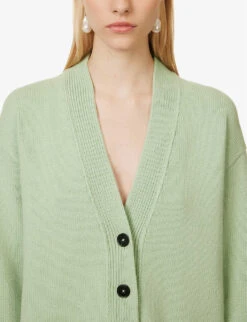 Jil Sander Relaxed-fit Contrast-button Cashmere-blend Cardigan -Reisi Clothing Shop R04173123 335 ALT04