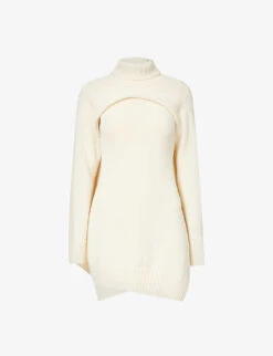 Jil Sander Turtle-neck Asymmetric-hem Relaxed-fit Wool-blend Two-piece Set