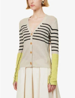 Striped Purl-knit Recycled-cashmere And Organic-cotton Blend Cardigan -Reisi Clothing Shop R04173379 CREMALEMONICE ALT02