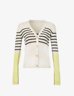 Striped Purl-knit Recycled-cashmere And Organic-cotton Blend Cardigan