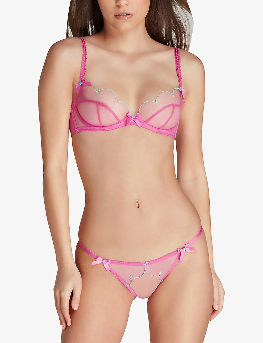 AGENT PROVOCATEUR Lorna Bow-embellished Low-rise Mesh Thong 4 AGENT PROVOCATEUR Lorna Bow-embellished Low-rise Mesh Thong - Image 2