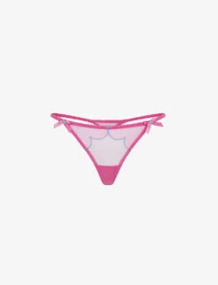 AGENT PROVOCATEUR Lorna Bow-embellished Low-rise Mesh Thong