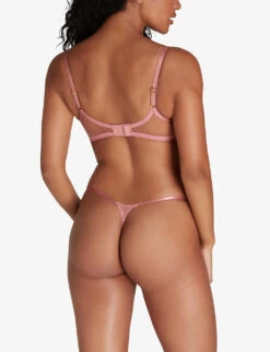 AGENT PROVOCATEUR Zuri Floral-embroidered Mid-rise Mesh Thong -Reisi Clothing Shop R04173965 DUSKYPINKYELLOW ALT03
