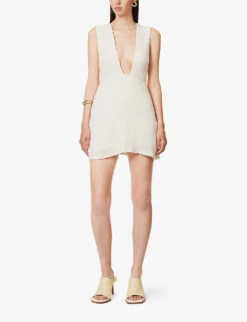 Exclusive Altyn Plunge-neck Silk-blend Mini Dress -Reisi Clothing Shop R04174165 IVORY ALT01