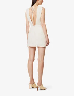 Exclusive Altyn Plunge-neck Silk-blend Mini Dress -Reisi Clothing Shop R04174165 IVORY ALT03