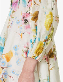 Zimmermann Halcyon V-neck Linen Mini Dress -Reisi Clothing Shop R04174632 SPLICED ALT04