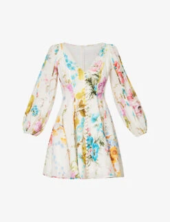 Zimmermann Halcyon V-neck Linen Mini Dress