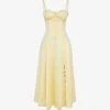 Carmen Gathered-cup Stretch Cotton-blend Midi Dress -Reisi Clothing Shop R04179414 BUTTERCUP M