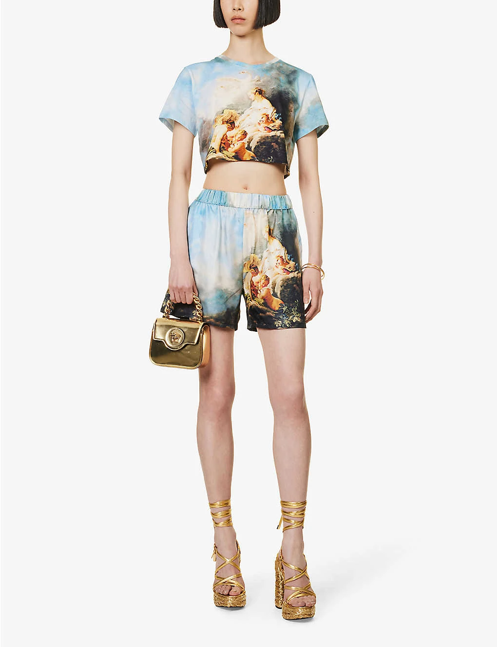 Roberto Cavalli Graphic-print Cropped Cotton T-shirt 4 Roberto Cavalli Graphic-print Cropped Cotton T-shirt - Image 2