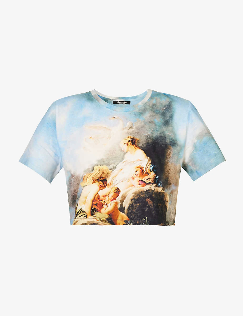 Roberto Cavalli Graphic-print Cropped Cotton T-shirt 3 Roberto Cavalli Graphic-print Cropped Cotton T-shirt