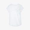 Zadig & Voltaire Skinny Stars Crystal-embellished Woven T-shirt -Reisi Clothing Shop R04180440 BLANC M