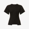 Victoria Beckham Slim-fit Asymmetric-hem Organic-cotton T-shirt -Reisi Clothing Shop R04180531 BLACK M