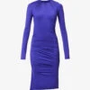 Victoria Beckham Slim-fit Ruched-sides Stretch-woven Midi Dress -Reisi Clothing Shop R04180533 IRISBLUE M