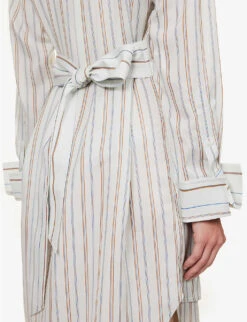 Victoria Beckham Plastron Striped Woven Midi Dress -Reisi Clothing Shop R04180534 PEPPERMINT ALT04