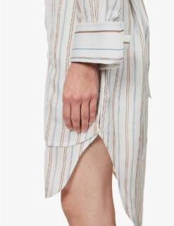 Victoria Beckham Plastron Striped Woven Midi Dress -Reisi Clothing Shop R04180534 PEPPERMINT ALT05