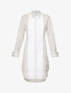 Victoria Beckham Plastron Striped Woven Midi Dress