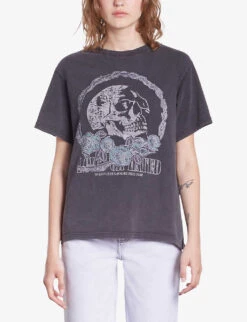 THE KOOPLES Vintage Skull-serigraphy Cotton T-shirt -Reisi Clothing Shop R04180576 BLACKWASHED ALT02