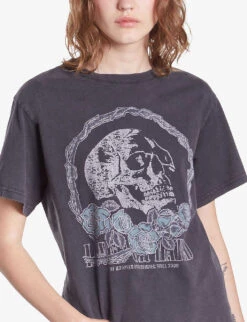 THE KOOPLES Vintage Skull-serigraphy Cotton T-shirt -Reisi Clothing Shop R04180576 BLACKWASHED ALT04
