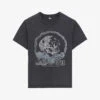 THE KOOPLES Vintage Skull-serigraphy Cotton T-shirt 1 THE KOOPLES Vintage Skull-serigraphy Cotton T-shirt -Reisi Clothing Shop R04180576 BLACKWASHED M