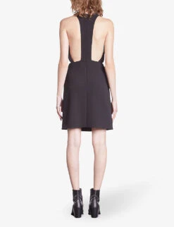 THE KOOPLES Chain-embellished High-neck Stretch-woven Mini Dress -Reisi Clothing Shop R04180590 BLACK ALT03