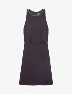 THE KOOPLES Chain-embellished High-neck Stretch-woven Mini Dress