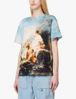 Roberto Cavalli Graphic-print Short-sleeved Cotton-jersey T-shirt -Reisi Clothing Shop R04180673 MULTICOLOUR ALT02